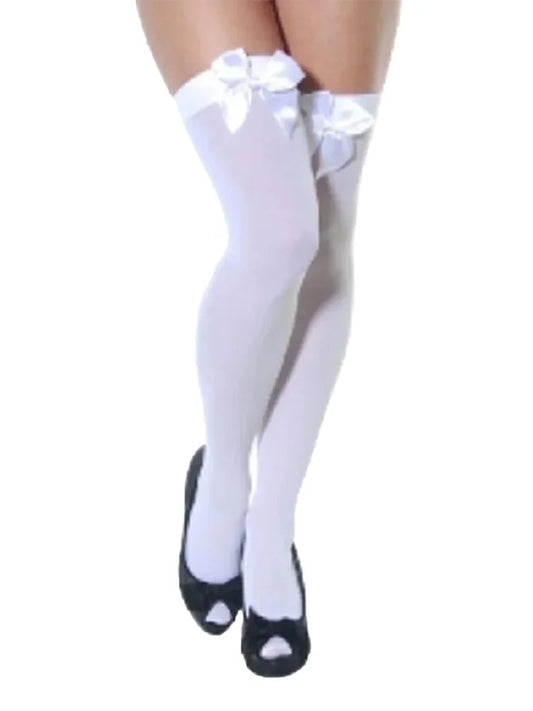 Women's Overknee Stockings With Bow white bow