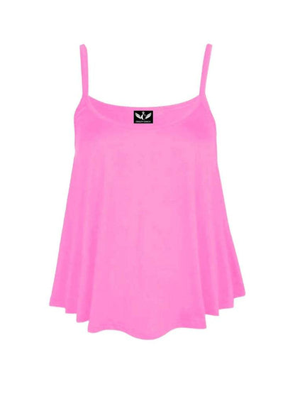 Women's Plain Cami Swing Vest Flared Top - thefancydress.co.uk