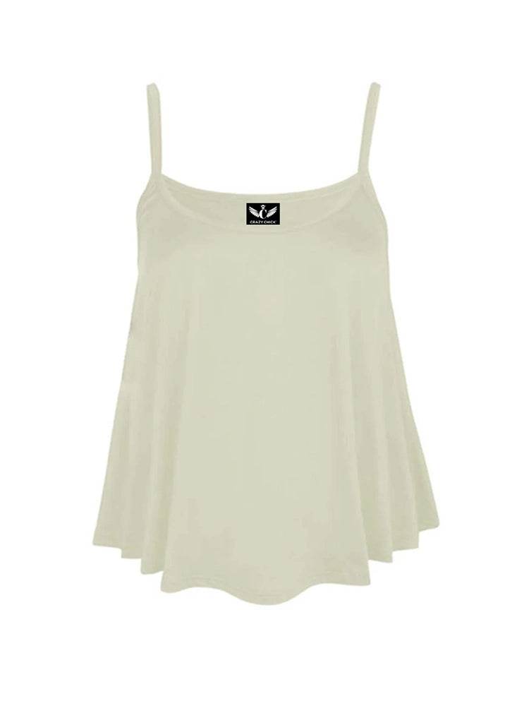 Women's Plain Cami Swing Vest Flared Top - thefancydress.co.uk