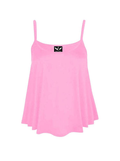 Women's Plain Cami Swing Vest Flared Top - thefancydress.co.uk
