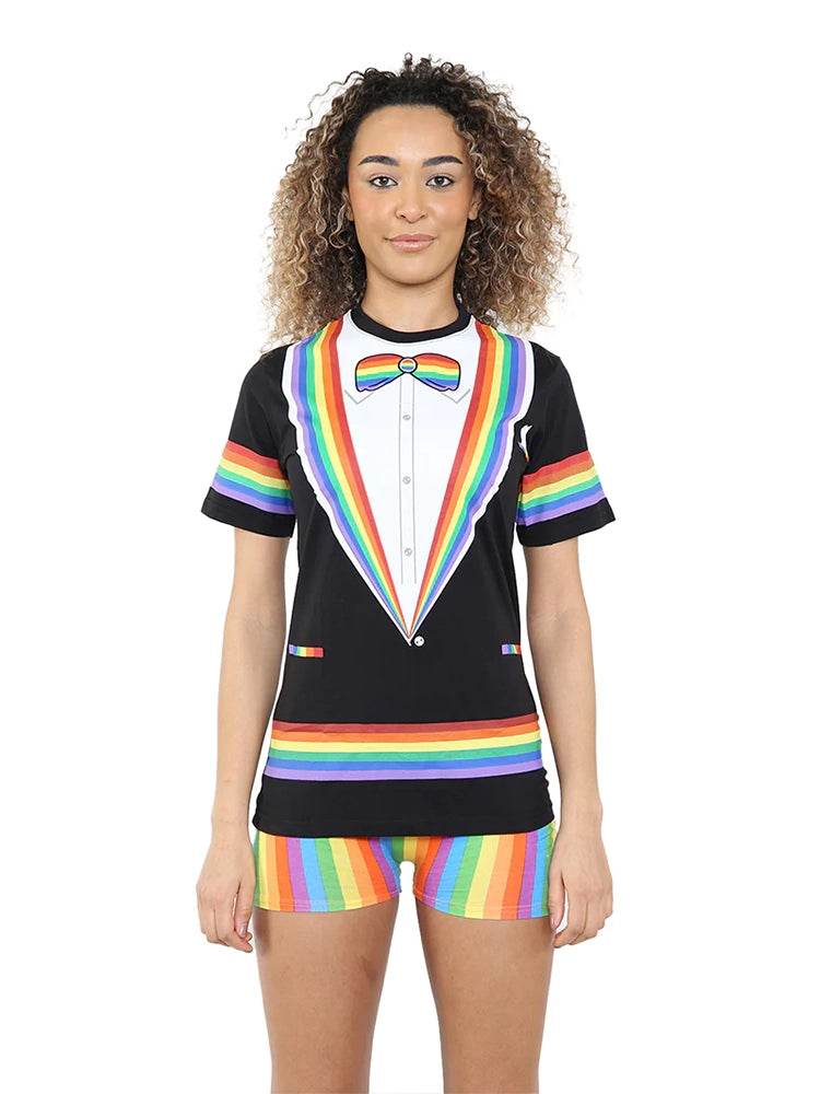 Women's Rainbow Printed T-Shirt - thefancydress.co.uk