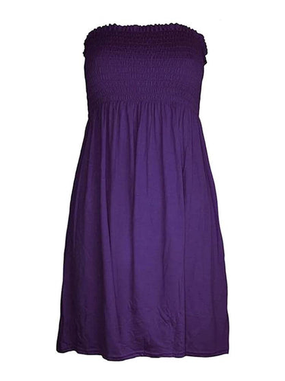 Women's Strapless Sheering Boobtube Plain Casual Dress - thefancydress.co.uk
