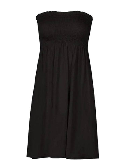 Women's Strapless Sheering Boobtube Plain Casual Dress - thefancydress.co.uk
