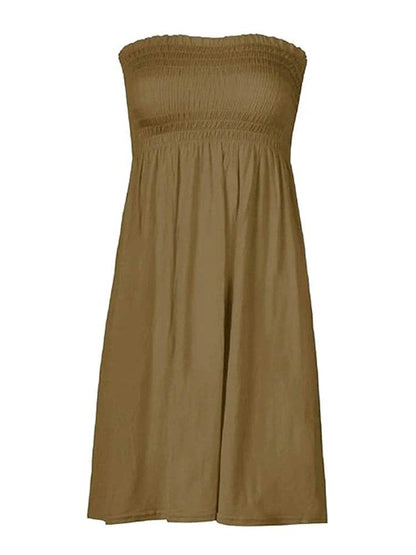Women's Strapless Sheering Boobtube Plain Casual Dress - thefancydress.co.uk