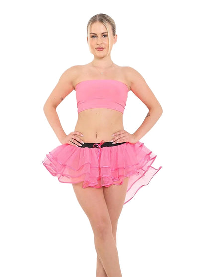 Women's Tutu Skirts - Classic 3 Layered Elastic Burlesque Tutu Skirt pink