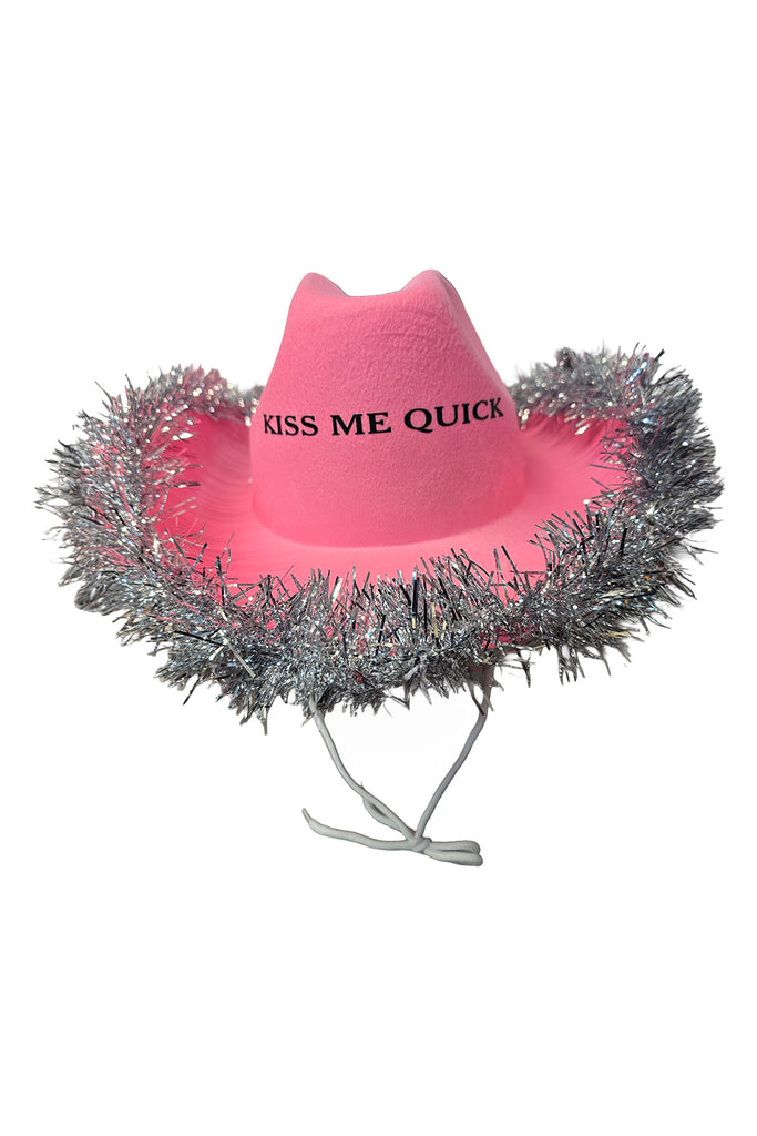 Women's Kiss Me Quick Fluffy Western Felt Wide Brim Cowboy Hat