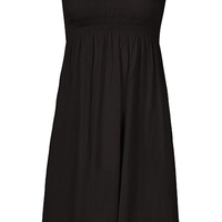 Women's Strapless Black Sheering Boobtube Plain Casual Dress