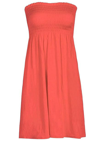 Women's Strapless Coral Sheering Boobtube Plain Casual Dress