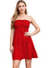 Women's Strapless Red Sheering Boobtube Plain Casual Dress