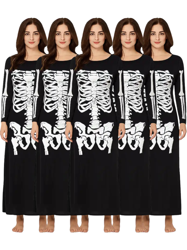 Womens Skeleton Group Tube Maxi Costume Dress