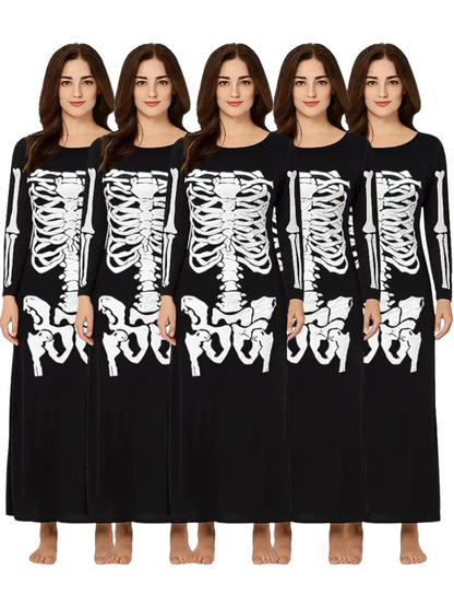 Womens Skeleton Group Tube Maxi Costume Dress