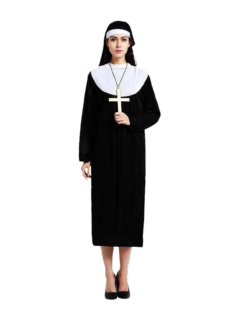 Womens Nun Costume Dress With Headpiece - thefancydress.co.uk