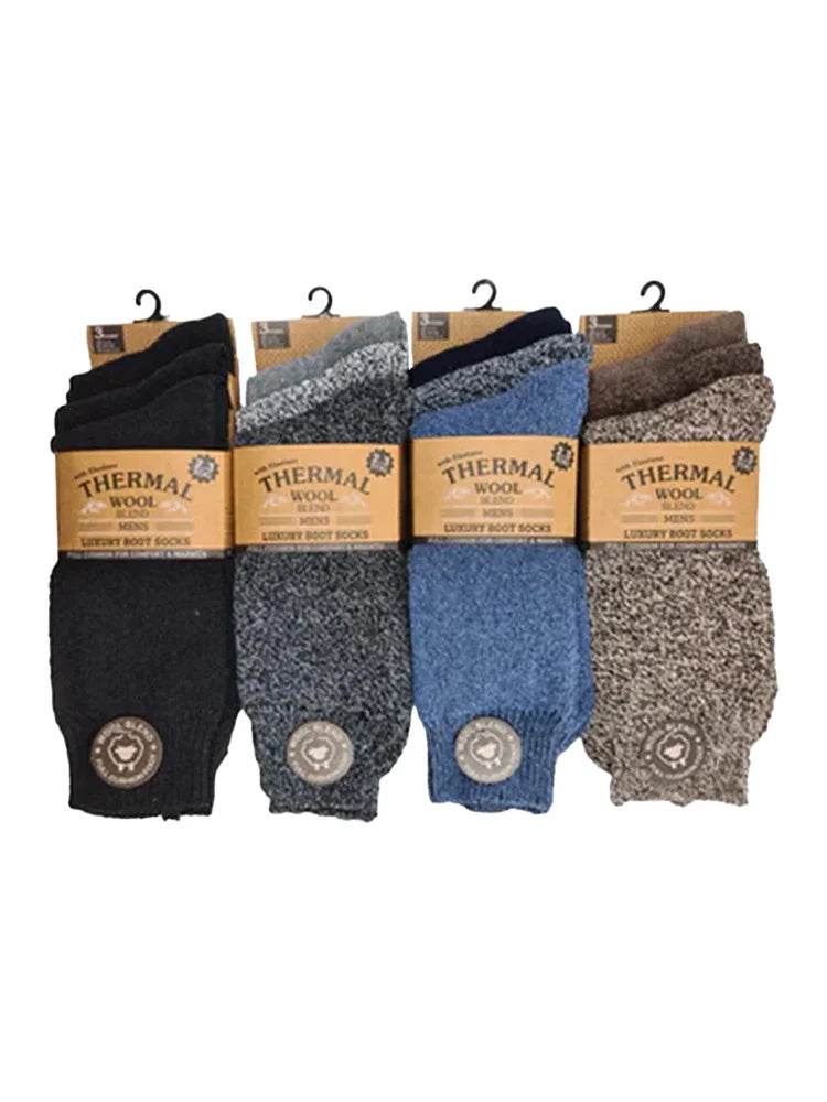 Men's Long Wool Blend Boot Socks (Pack of 12) - thefancydress.co.uk