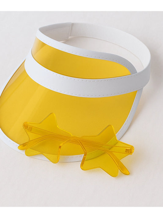 Yellow Visor Cap And Glasses Set