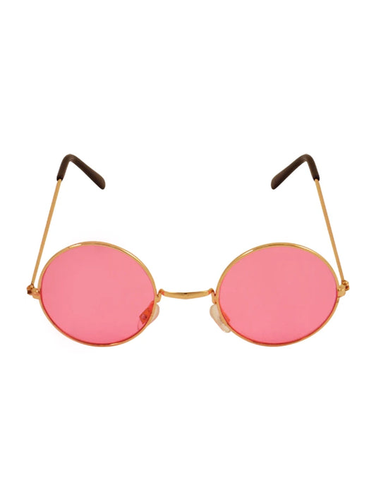 Adult Gold Silver Frame Round Lens Glasses pink
