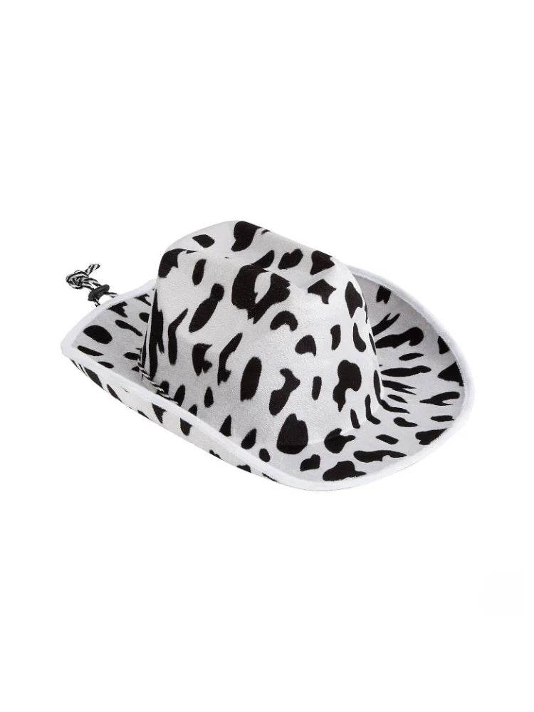 Men Women Animal Cow Printed Cowboy Hat - thefancydress.co.uk