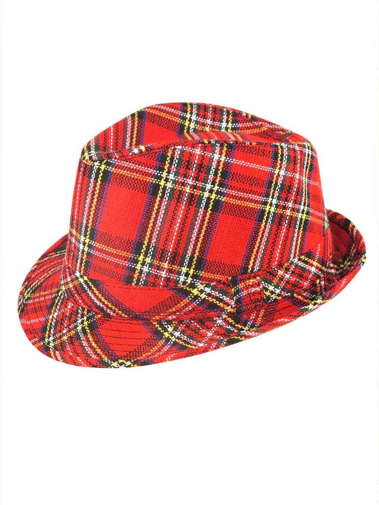 3 Pcs Men's Wear Tartan Set  (Hat, Bow Tie, Braces)