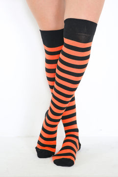 Striped Over The Knee Thigh High Socks
