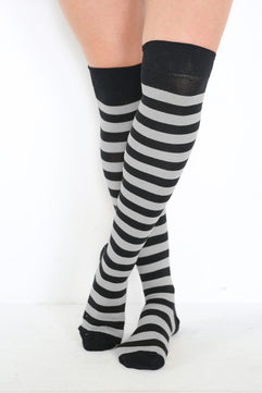 Striped Over The Knee Thigh High Socks