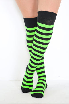Striped Over The Knee Thigh High Socks