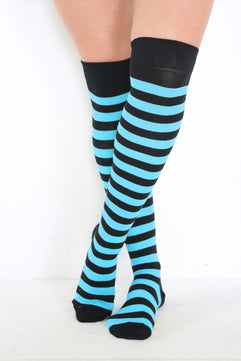 Striped Over The Knee Thigh High Socks