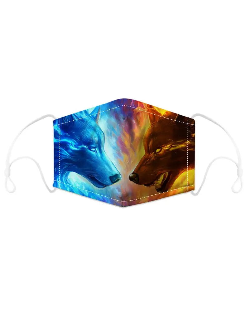 Unisex Fire Wolf Printed Face Covering Mask
