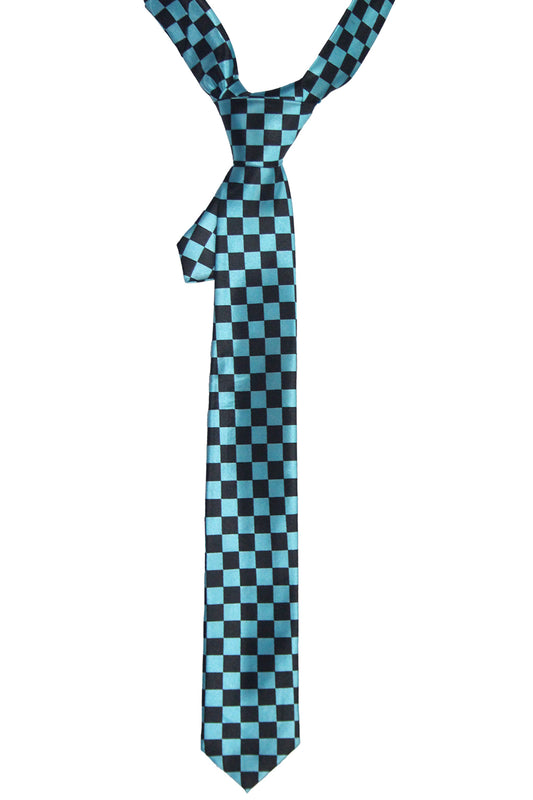 Black and Turquoise Checkered Neck Tie