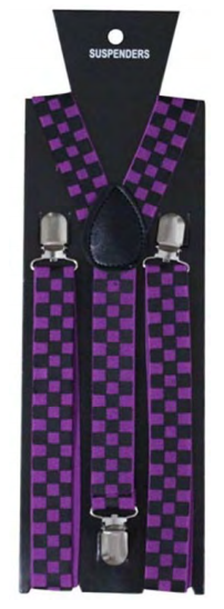 Men’s Y-Back Check Printed Suspenders – Adjustable & Stylish (2.5cm) purple