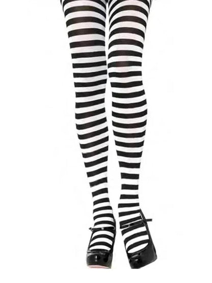 Adult Red and White Stripe Tights - thefancydress.co.uk