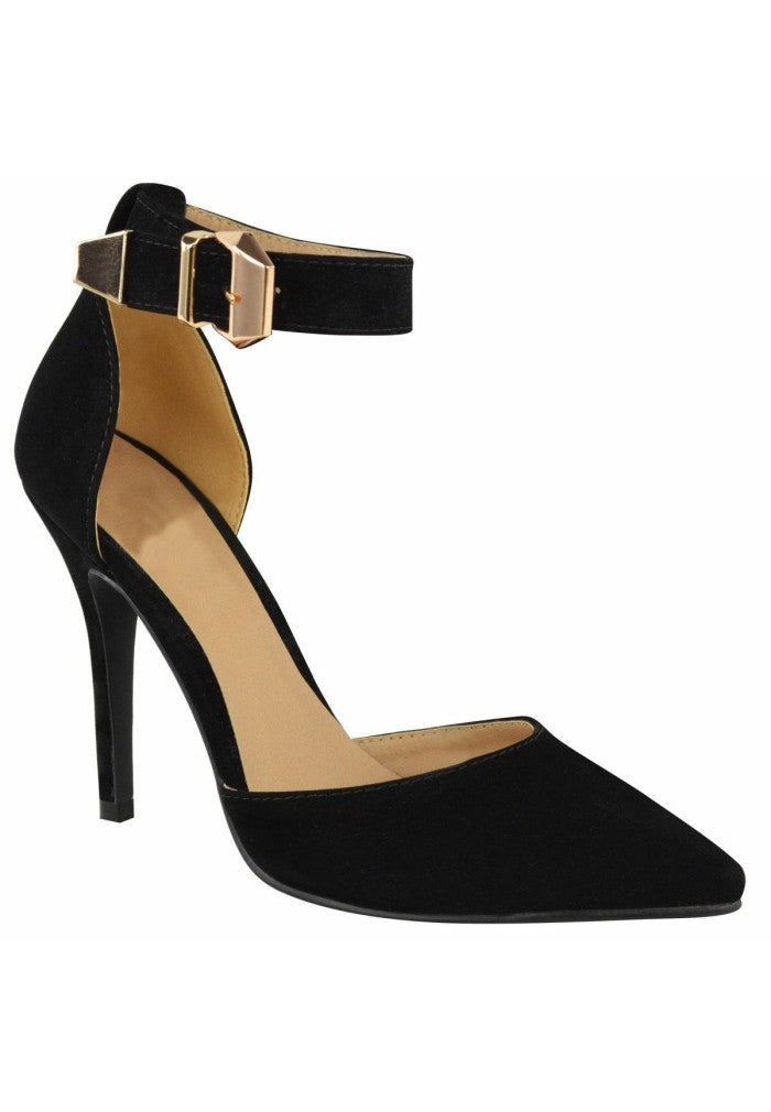 Women Pointy Toe Stiletto Ankle Strape Court Shoes