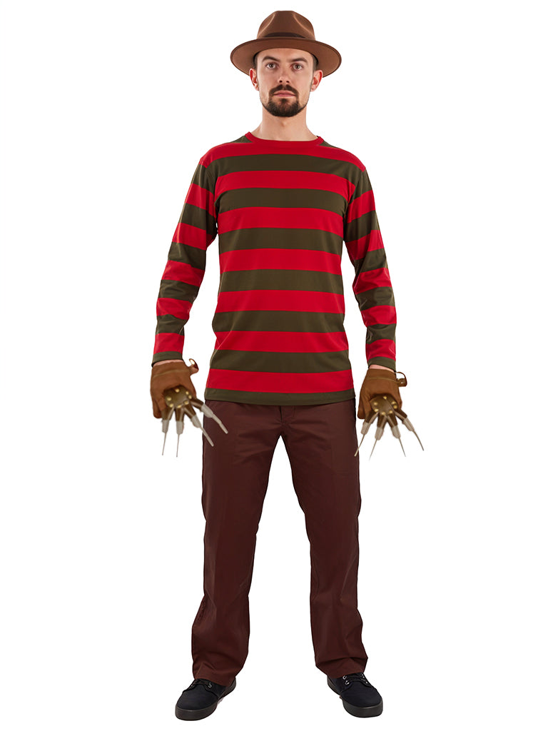 3-Piece Men’s Red and Green Knitted Set: Jumper, Hat, and Claw Gloves