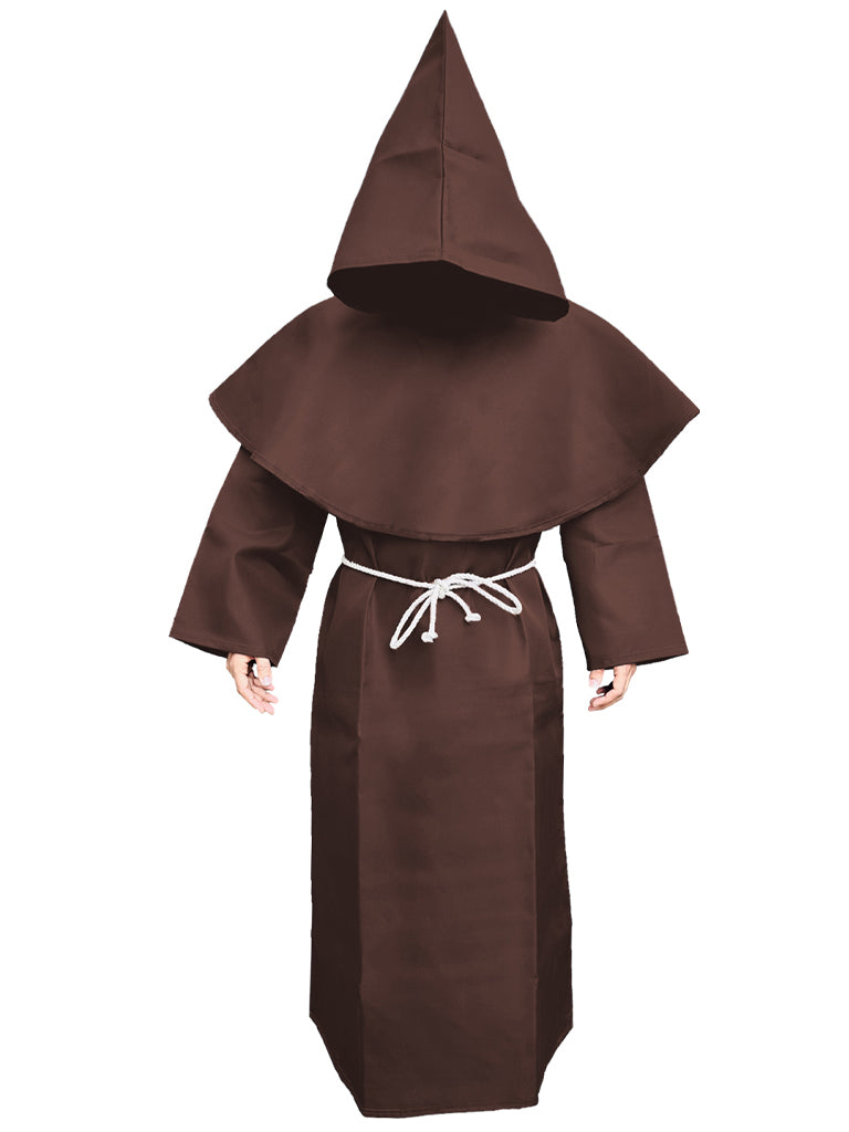 Adult Medieval Hooded Monk Renaissance Priest Robe Costume