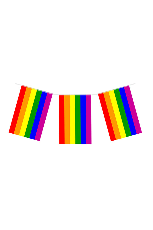Pride Rainbow Bunting Flags – 7m (24 Rectangular Flags)