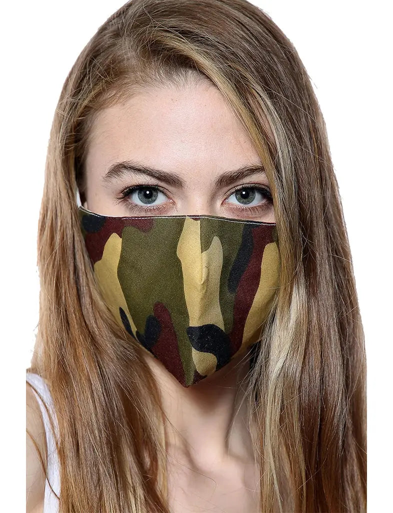 Unisex Camouflage Army Print Face Covering With Filter Pocket