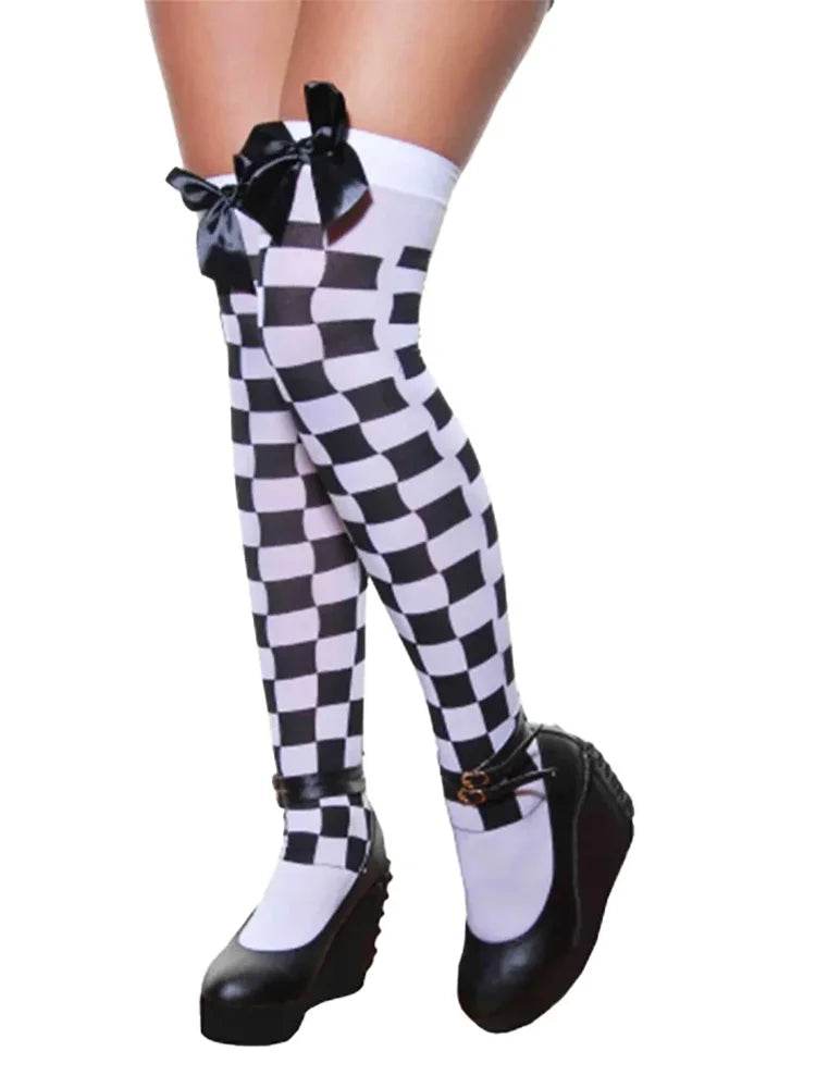 Women's Overknee Stockings With Bow - thefancydress.co.uk