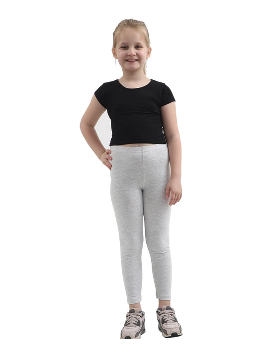 Girls Full Length Plain Cotton Legging light grey