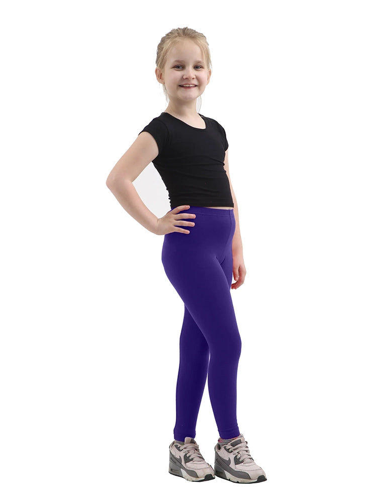 Girls Full Length Plain Cotton Legging navy