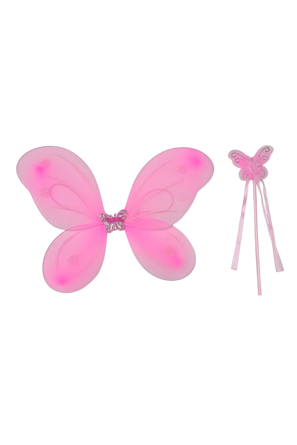 Children Glitter Light Pink Wings With Wand