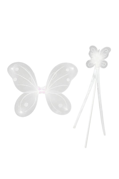 Children Glitter White Wings With Wand