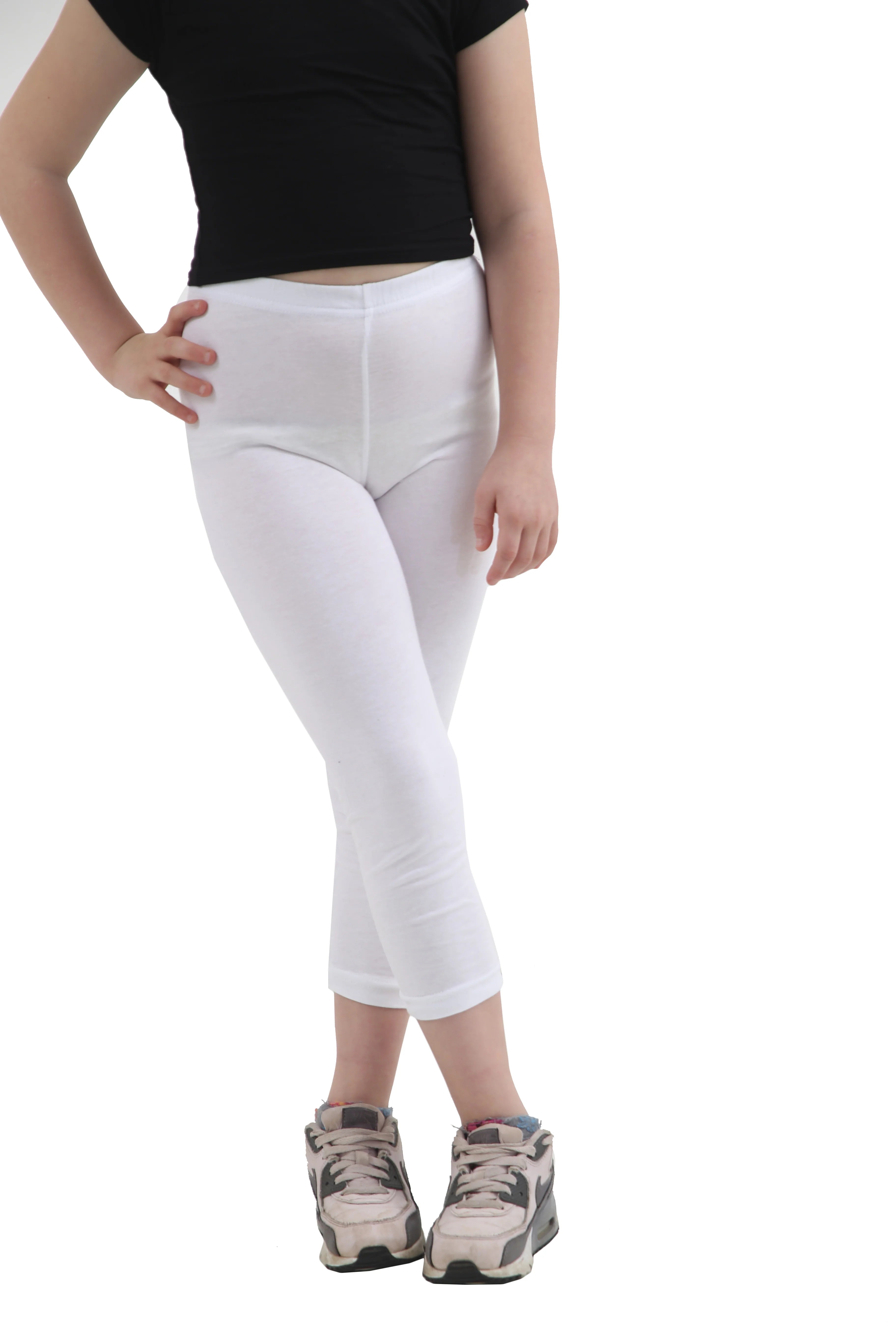 Girls Full Length Plain Cotton Legging white