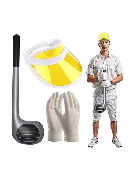 Yellow Cap & Gloves Golf Accessories Set - thefancydress.co.uk