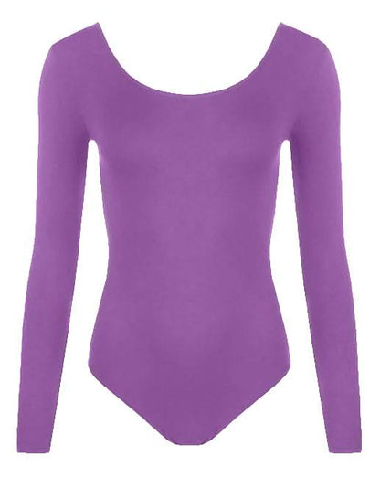 Purple Long Sleeve Microfibre Leotard for Girls
