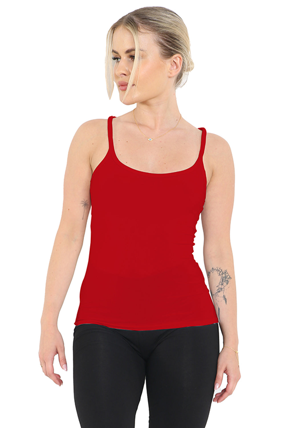 Ladies Cotton Cami Vest Top red