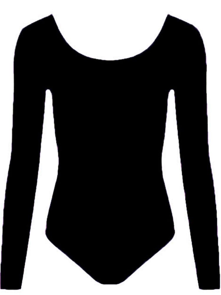 Black Long Sleeve Microfibre Leotard for Girls