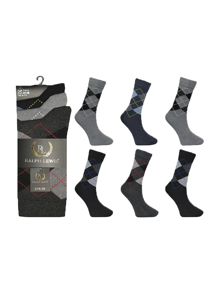 Men's Active Star Bright Argyle diamond Cotton Socks 