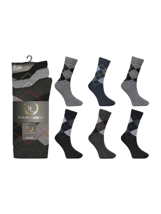 Men's Active Star Bright Argyle diamond Cotton Socks 