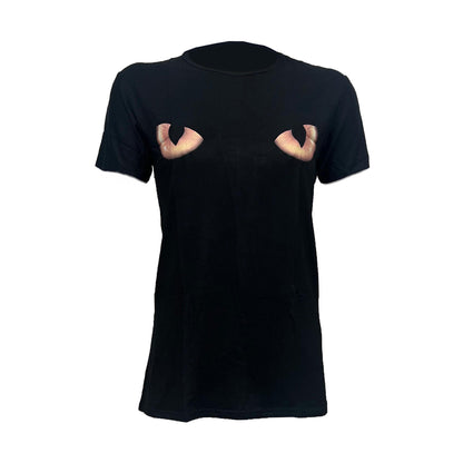 Women Eyes Printed Black TShirt