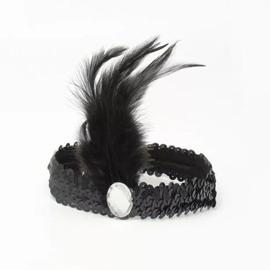 Sequin Flapper Browband with Feathers