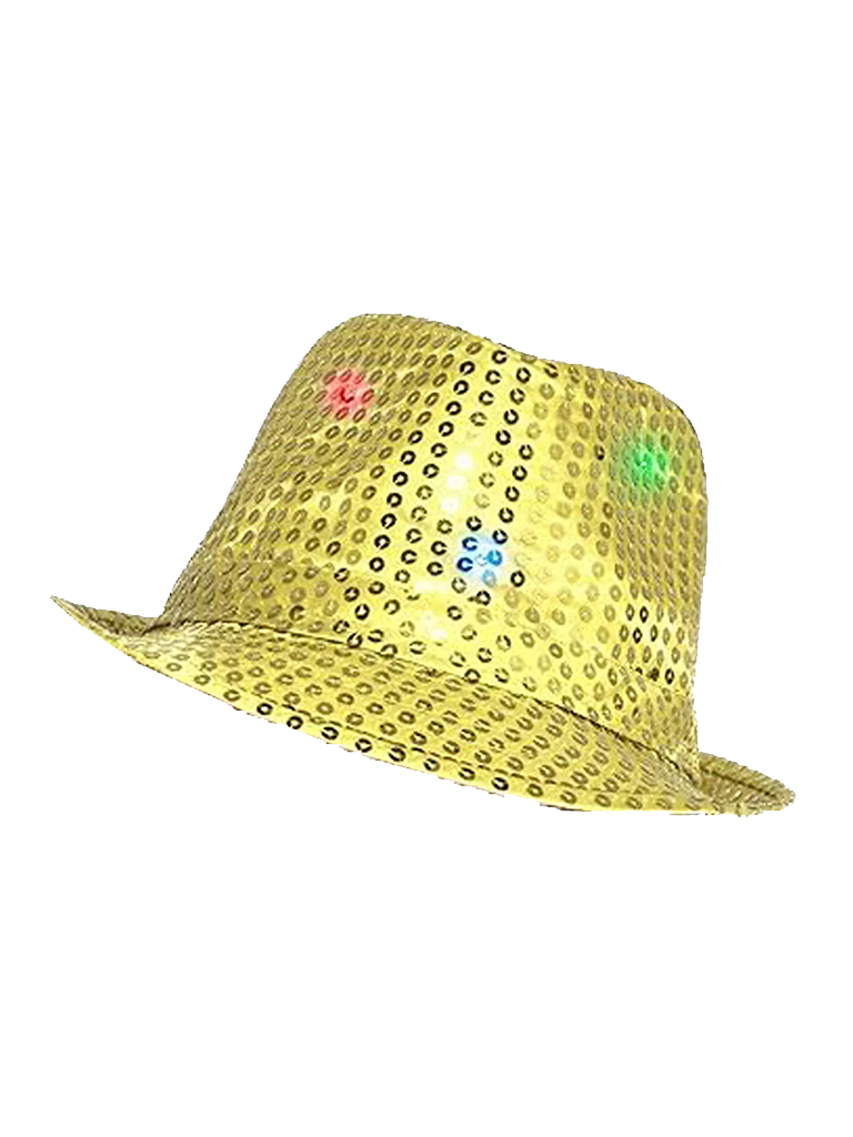 Adult LED Light Up Sequin Trilby Hat With 9 lights