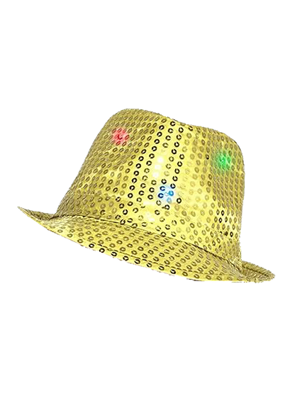 Adult LED Light Up Sequin Trilby Hat With 9 lights